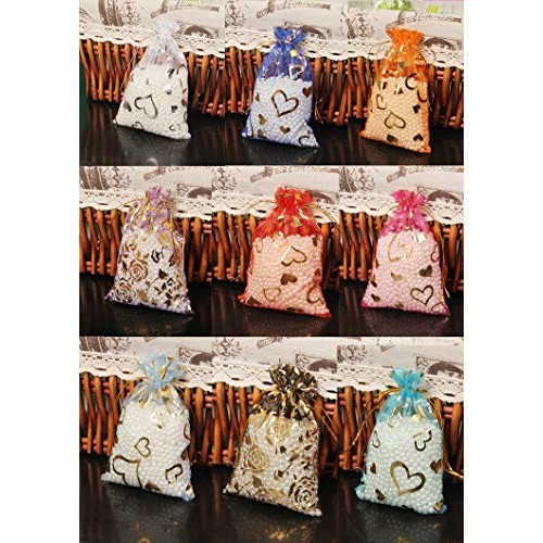 Outdoorfly 100PCS Organza Bag 4x6 with Drawstring Mesh Jewelry Gif...