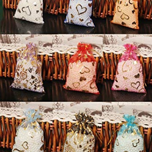 Outdoorfly 100PCS Organza Bag 4x6 with Drawstring Mesh Jewelry Gif...