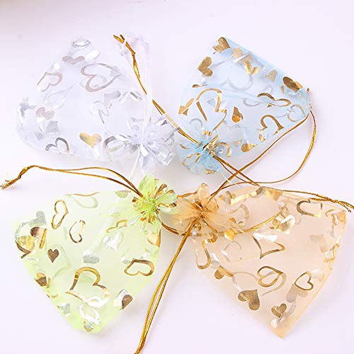 Outdoorfly 100PCS Organza Bag 4x6 with Drawstring Mesh Jewelry Gif...