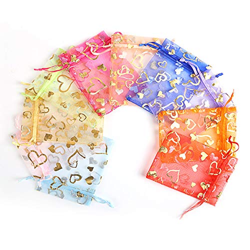 Outdoorfly 100PCS Organza Bag 4x6 with Drawstring Mesh Jewelry Gif...