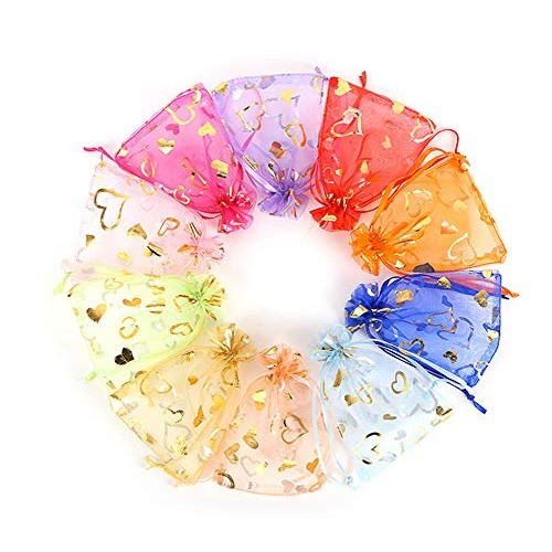 Outdoorfly 100PCS Organza Bag 4x6 with Drawstring Mesh Jewelry Gif...