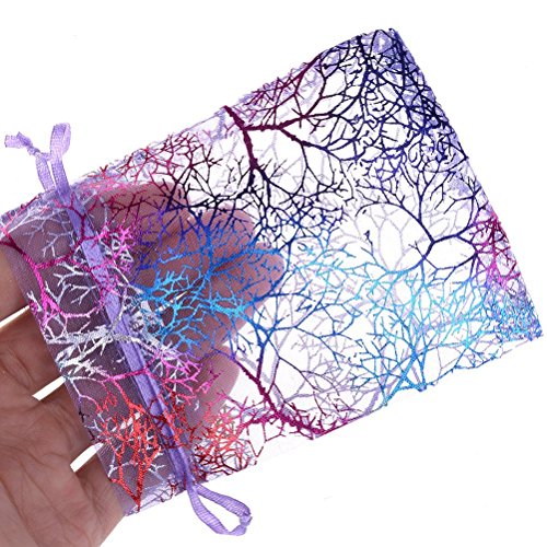 Outdoorfly 100PCS Organza Jewelry Gift Bag 4x6 Inches Purple Blue ...
