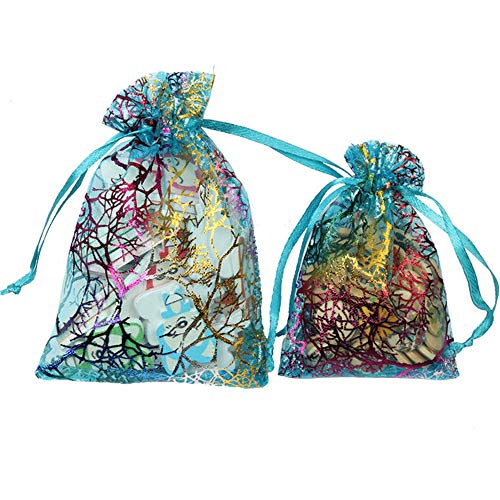 Outdoorfly 50PCS Organza Jewelry Gift Bag 4x6 Inches Blue Corallin...
