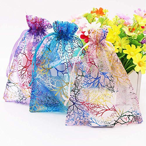 Outdoorfly 50PCS Organza Jewelry Gift Bag 4x6 Inches Blue Corallin...