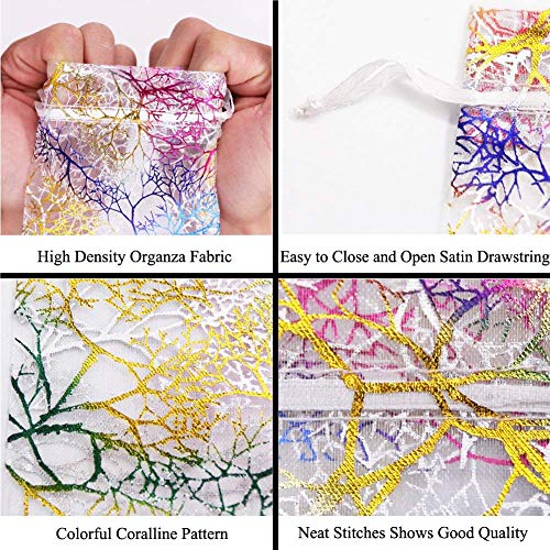Outdoorfly 50PCS Organza Jewelry Gift Bag 4x6 Inches Blue Corallin...