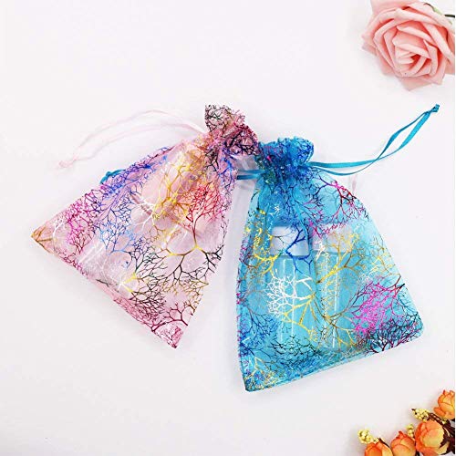 Outdoorfly 50PCS Organza Jewelry Gift Bag 4x6 Inches Blue Corallin...