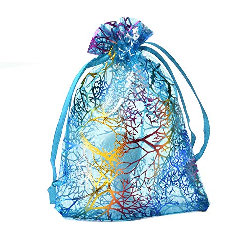 Outdoorfly 50PCS Organza Jewelry Gift Bag 4x6 Inches Blue Corallin...