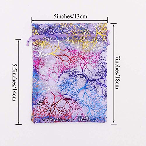 Outdoorfly 50PCS Organza Jewelry Gift Bag 4x6 Inches Purple Corall...