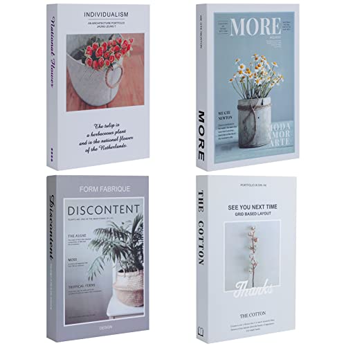 Outgeek Decorative Books Set of 4: Modern Hardcover Fake Book Deco...