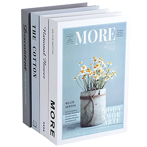 Outgeek Decorative Books Set of 4: Modern Hardcover Fake Book Deco...