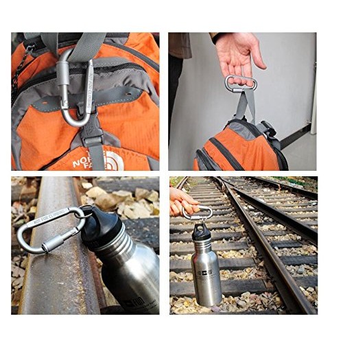 Outmate 6 pcs Aluminum D-Ring Locking Carabiner Light but Strong