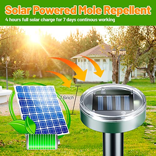 Mole Repellent Solar Powered 8 Pack Sonic Mole Deterrent Spikes,Sn...