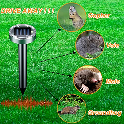 Mole Repellent Solar Powered 8 Pack Sonic Mole Deterrent Spikes,Sn...