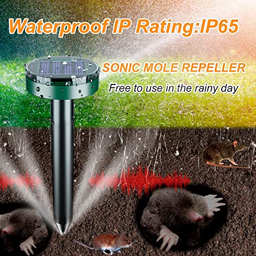 Mole Repellent Solar Powered 8 Pack Sonic Mole Deterrent Spikes,Sn...