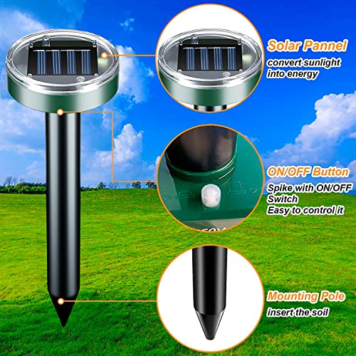 Mole Repellent Solar Powered 8 Pack Sonic Mole Deterrent Spikes,Sn...