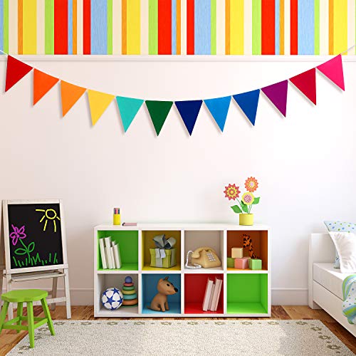 6 Sets Rainbow Pennant Banner Multicolor Felt Fabric Pennant Banne...