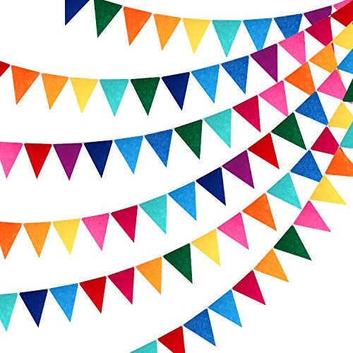 6 Sets Rainbow Pennant Banner Multicolor Felt Fabric Pennant Banne...