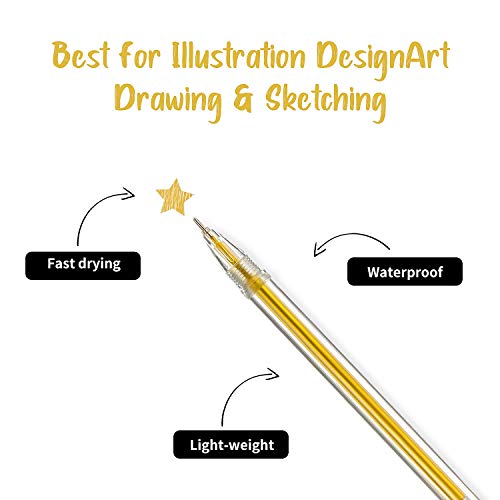 18 Pieces White Gold Silver Gel Ink Pens Highlight Drawing Art Des...