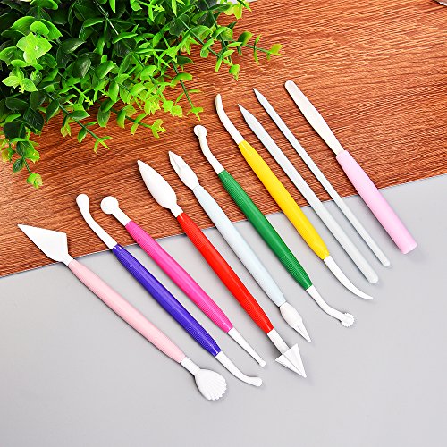 Outus 10 Pieces Plastic Clay Tools Ceramic Pottery Tool Kit for Sh...