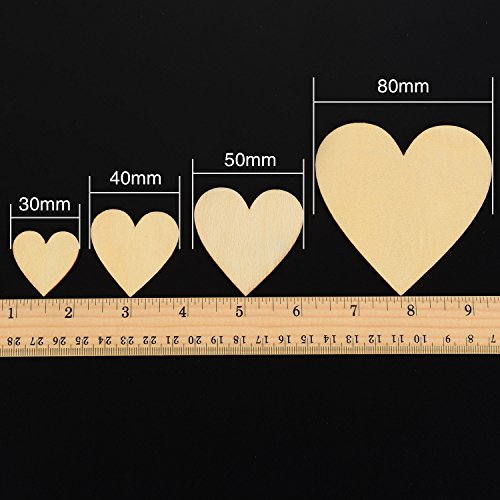 Outus 160 Pieces Christmas Blank Wood Heart Embellishments Wood He...