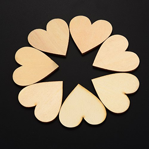 Outus 160 Pieces Christmas Blank Wood Heart Embellishments Wood He...
