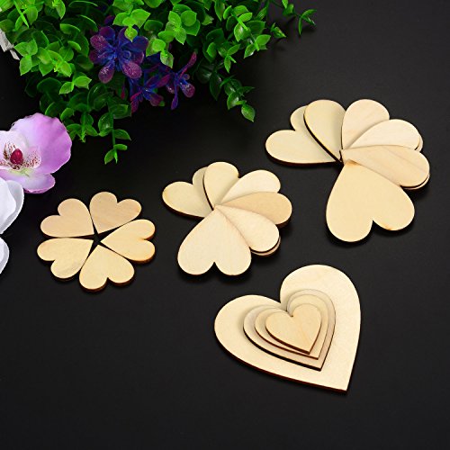 Outus 160 Pieces Christmas Blank Wood Heart Embellishments Wood He...