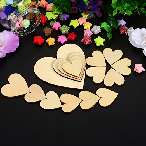 Outus 160 Pieces Christmas Blank Wood Heart Embellishments Wood He...
