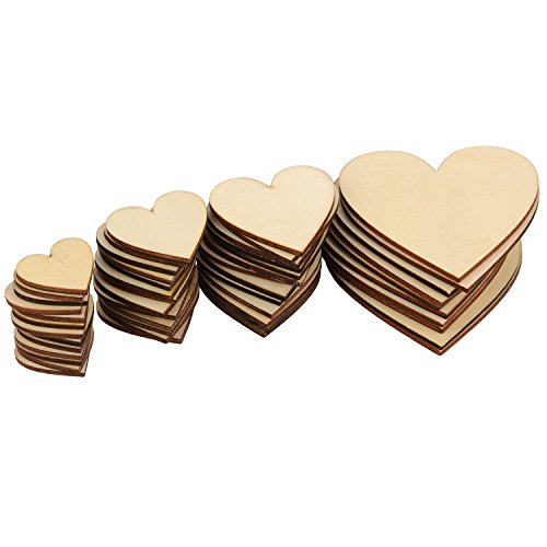 Outus 160 Pieces Christmas Blank Wood Heart Embellishments Wood He...