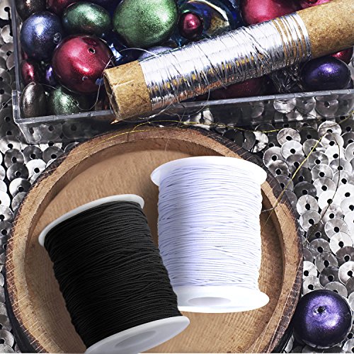Outus 2 Roll 0.8 mm Elastic Cord Thread Beading Threads Stretch St...