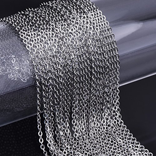 Outus 33 Feet Stainless Steel DIY Link Chain Necklaces with 20 Lob...
