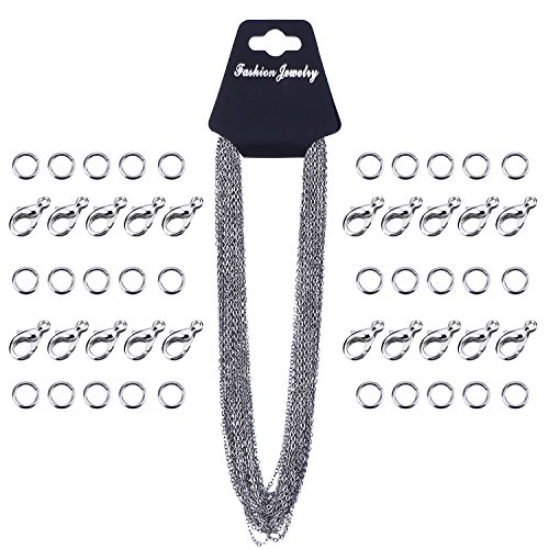 Outus 33 Feet Stainless Steel DIY Link Chain Necklaces with 20 Lob...