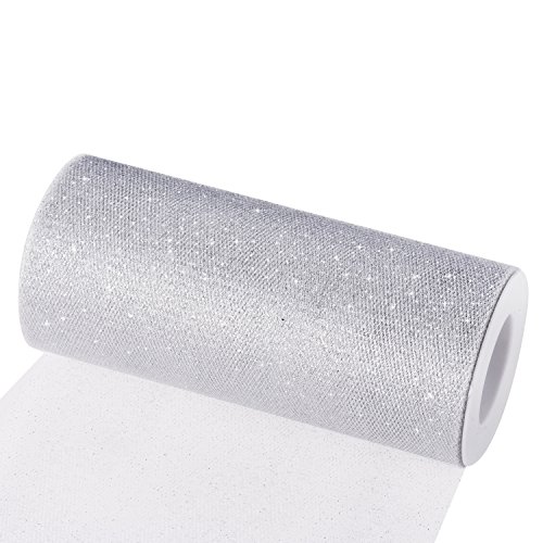 Outus Sparkling Tulle Ribbon Roll Glitter Tulle Spool, 6 Inches by...