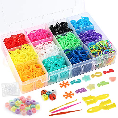 Outuxed 2100+ Rainbow Rubber Bands Refill Kit,Bracelet Making Kit ...