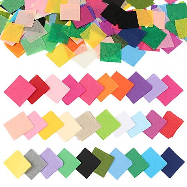 Outuxed 4800pcs 1inch Tissue Paper Squares, 30 Assorted Colors for...