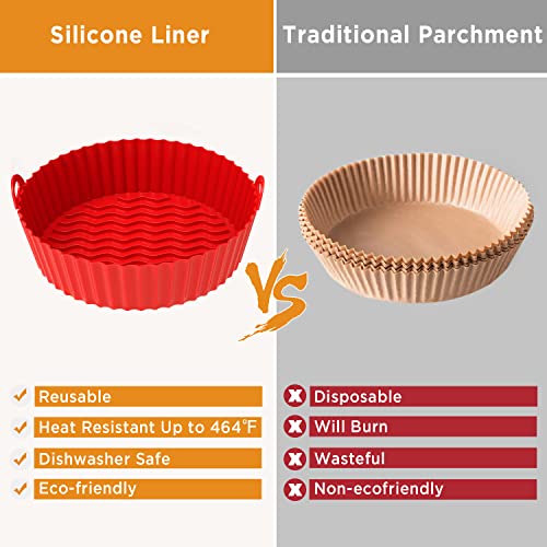 OUTXE 2-Pack Silicone Air Fryer Liner 7.5inch Reusable Air Fryer S...