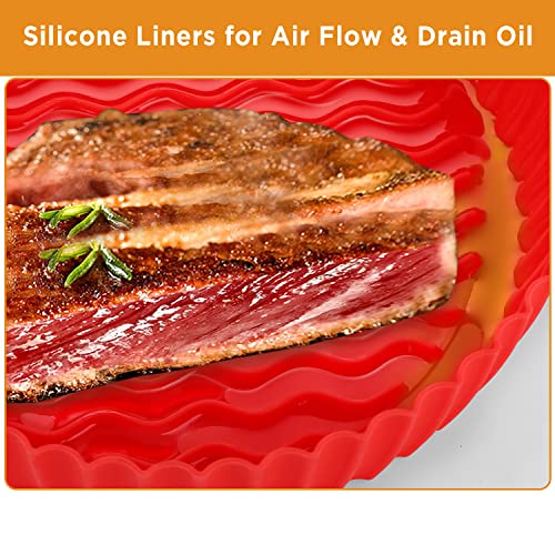 OUTXE 2-Pack Silicone Air Fryer Liner 7.5inch Reusable Air Fryer S...