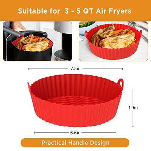 OUTXE 2-Pack Silicone Air Fryer Liner 7.5inch Reusable Air Fryer S...