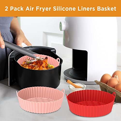 OUTXE 2-Pack Silicone Air Fryer Liner 7.5inch Reusable Air Fryer S...