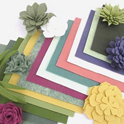 15 Succulent Colors 9x12 inches Merino Wool Blend Felt Sheets Coll...