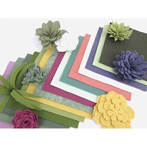 15 Succulent Colors 9x12 inches Merino Wool Blend Felt Sheets Coll...