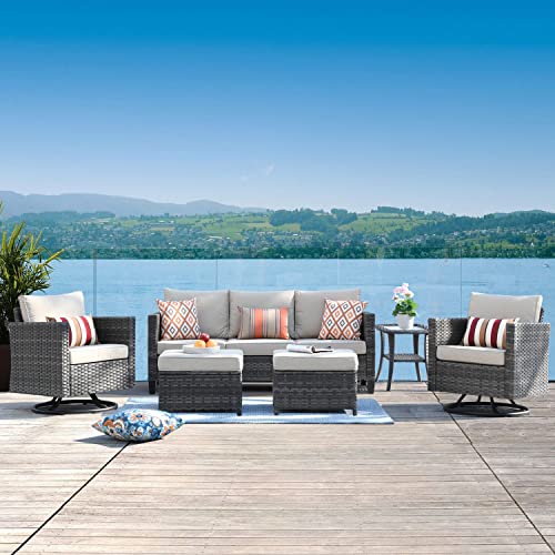 ovios Patio Furniture Set 6 PCS Outdoor Rocking Swivel Chairs Sect...