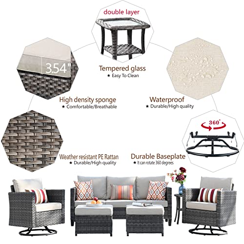 ovios Patio Furniture Set 6 PCS Outdoor Rocking Swivel Chairs Sect...