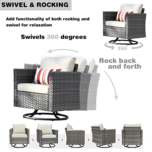 ovios Patio Furniture Set 6 PCS Outdoor Rocking Swivel Chairs Sect...