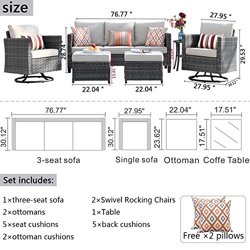 ovios Patio Furniture Set 6 PCS Outdoor Rocking Swivel Chairs Sect...