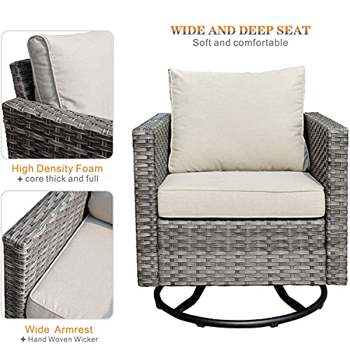 ovios Patio Furniture Set 6 PCS Outdoor Rocking Swivel Chairs Sect...