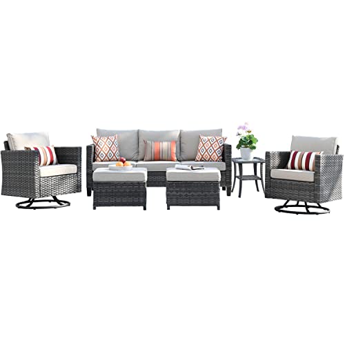 ovios Patio Furniture Set 6 PCS Outdoor Rocking Swivel Chairs Sect...