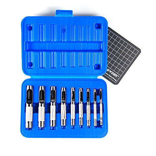 Owden 9 pieces hollow punch set 1/8-1/2 with a free cutting ma...