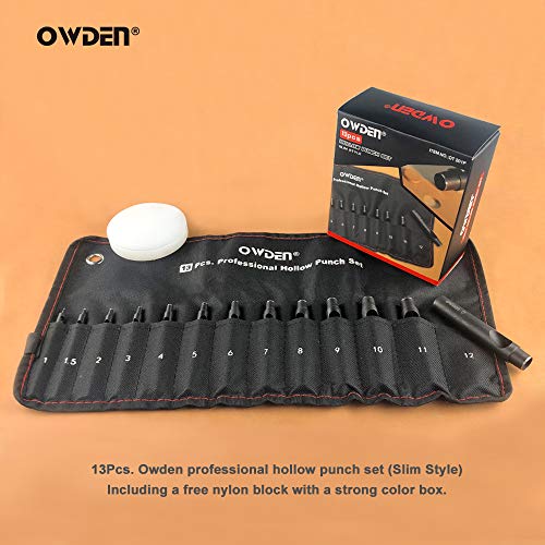 OWDEN Professional 13 Pcs Leather Hole Punch Set Slim Style 1.0-...