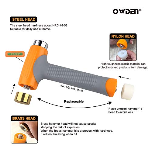 OWDEN Professional Jewelry Metal Stamps Hammer with 2 Replace Hamm...