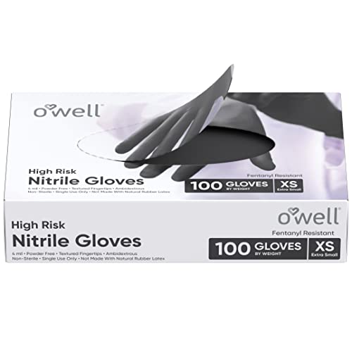 OWELL Black Disposable Nitrile Gloves, 100 Ct | LARGE | Disposable...